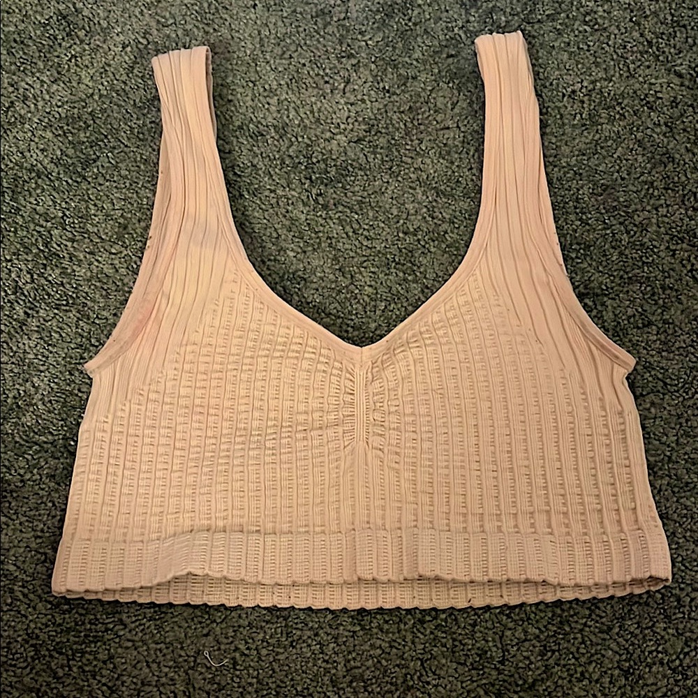 Beige Ribbed Tank Top